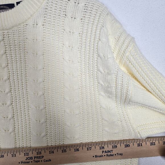 VTG Towncraft Sweater Sz L Yellowish Cream Pullover Ribbed Crewneck Acrylic - Picture 11 of 14